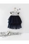 Silver Sequined Short Sleeve Navy Blue Tulle Skirt Baby Girl Dress - 2