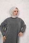 2-Piece Bottom-Up Suit Women's Modest Side Line Patterned Silvery Knitting Tunic Pants - 5