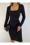 Square Collar Necklace Midi Dress - 2