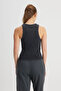 Slim Fit Slim Fit Crew Neck Black Women's Sling T-Shirt - 6