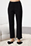 Siyah Pamuklu Dantelli ve Kurdele/Fiyonk Detaylı Fitilli Örme Pijama Takımı THMAW25PT00206 - 6