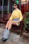 Yellow Crew Neck Oversize Knitwear Sweater Mg1972 - 8
