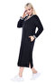 Women's Plus Size Black Striped V-Neck Sweat Dress - 6