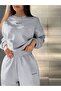 طقم بدلة رياضية كبيرة الحجم مطبوع عليها جرافيت للجنسين - 2