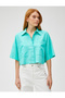 Crop Oversize Shirt Linen Blend with Pockets - 3