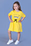 Girl's Printed Stone Embroidered Elastic Waist Two Side Pockets Dress