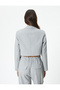 Crop Blazer Jacket with Single Button Pocket Detail - 4