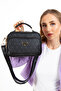 Women's Patterned Crisscross Straps Black Hand and Shoulder Bag - 2