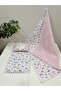 Poplin Fabric and Pompom Bottom Cover, Pillow and Blanket Set of 3