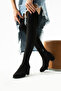 Black Women's Daily Comfortable Fit Above Knee Suede Stretch Socks Zippered Thick Heel Boots - 2