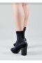 Women's Flexible Diver Fabric Thick Heel Pointed Toe Stretch Boots - 7