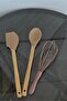 3 Piece Large Size Bamboo Spatula Set / Light Brown - 3