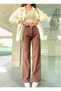 Ela Ikon Gold Loose Denim Trousers Brown Lycra Palazzo - 3