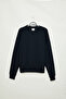Marigona Women's Knitted Round Neck Comfort Fit Black Sweatshirt