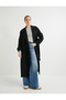 Long Trench Coat Double Breasted Buttoned Belt Pocket Detail - 3