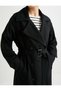 Long Trench Coat Double Breasted Buttoned Belt Pocket Detail - 7
