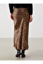 Lcwk Standard Fit Leopard Print Satin Women's Skirt - 6