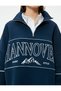 Stand Collar Printed Comfortable Sweatshirt - Half Zipper - 5