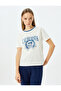 College Printed Bias Short Sleeve Crew Neck T-Shirt