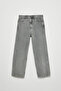 Mıkal Men's Baggy Wide Leg Thick Textured 100% Cotton High Quality Gray Jeans