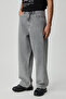 Mıkal Men's Baggy Wide Leg Thick Textured 100% Cotton High Quality Gray Jeans - 3