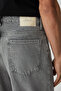 Mıkal Men's Baggy Wide Leg Thick Textured 100% Cotton High Quality Gray Jeans - 6
