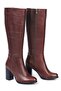 Genuine Leather Brown Women's Zippered Boots - Karven 1171