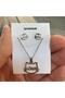 Silver Hello Kitty Face Love Necklace and Earring Set - 2
