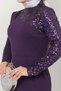 Women's Clothing Evening Dress Fashion Sequin Fish Long Hijab Evening Dress 2733 Purple - 6