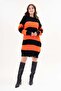 Women's Striped Pattern Crew Neck Ripped Detail Oversize Pullover Dress 39480 - 8