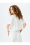 Cherry Printed Comfortable Fit Crew Neck Short Sleeve Crop T-Shirt - 4