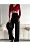 Women's Black High Waisted Velcro Plaza Pants - 8