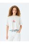 Cherry Printed Comfortable Fit Crew Neck Short Sleeve Crop T-Shirt - 3