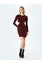 Slim Fit Glitter Mini Dress with Window Detail - 3