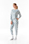 Checkerboard Print Crew Neck 2-Piece Velvet Pajamas Set - 5