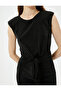 Shimmering Mini Padded Dress Sleeveless Knot Detail Round Neck Lined Slim Fit - 5