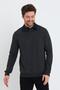 Men's Long Basic Polo Neck 2 Thread Anthracite Loose Sweatshirt - 3