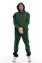 Men's 3 Thread Cotton Fleece Oversize Hooded Green Sweatshirt with Kangaroo Pocket - 2