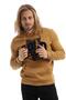 Men's 3 Thread Cotton Fleece Inside, Embroidered Regular Fit Hooded Brown Swea with Kangaroo Pocket - 2