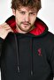 Men's Skeleton Embroidered 3 Thread Hooded Sweatshirt Black - 3