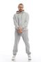 Men's 3 Thread Cotton Fleece Oversize Hooded Sweatshirt with Kangaroo Pocket in Gray - 2