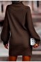Women's Half-Turtleneck Neck Jacquard Knit Dress - 3