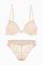 Anna Lace Bra Panty Set with Gold Accessories - Push up - 2568 - Skin