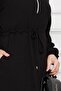 Tune Waist Zipper Pocket Dress-Black - 4