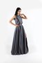 Women's Elegant Slit Detail Gray Satin A-Line Pleated Skirt - 3
