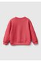 Girl's Dried Rose Front Embroidered Rib Detailed Regular Cut Crew Neck Sweatshirt - 2