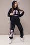 Navy Blue Oxford Printed Hooded Girls' Tracksuit Set 19821 - 4