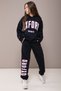 Navy Blue Oxford Printed Hooded Girls' Tracksuit Set 19821 - 2
