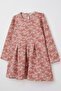 Girl's Long Sleeve Dress with Floral Pattern, Ages 1.5-5, Tile - 3