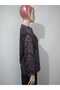 Women's Lilac Print Crew Neck Long Sleeve Seasonal Lizy Mother Combed Cotton T-shirt Blouse with Slits on the Sides - 6